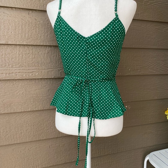 NWOT! Love Stitch Green Polka Dot Wrap Tank, S - Picture 4 of 11